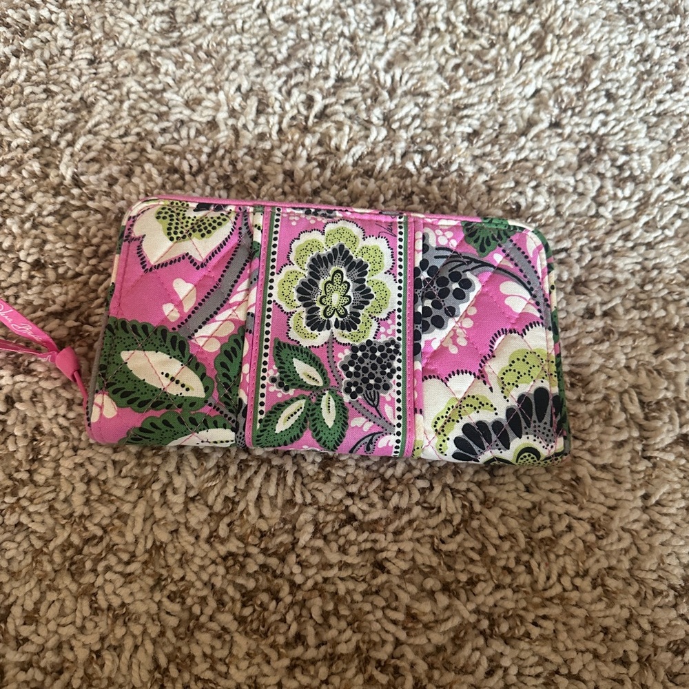 Vera Bradley Pink and Green Floral Wristlet